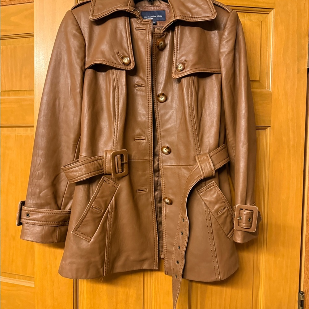 Jones New York | Vintage Leather Trench Coat | Large